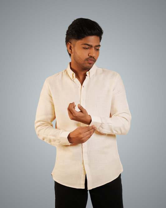 Beige Linen Regular Fit Shirt