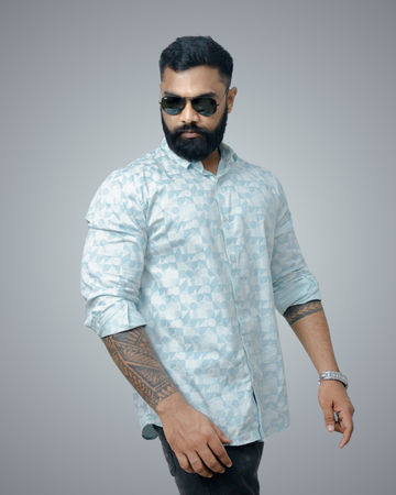 Sky Blue Rose Petal Regular Fit Shirt