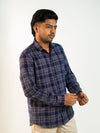 Blue Dotted Checks Regular Fit Shirt