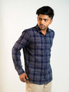 Blue Dotted Checks Regular Fit Shirt