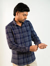 Blue Dotted Checks Regular Fit Shirt