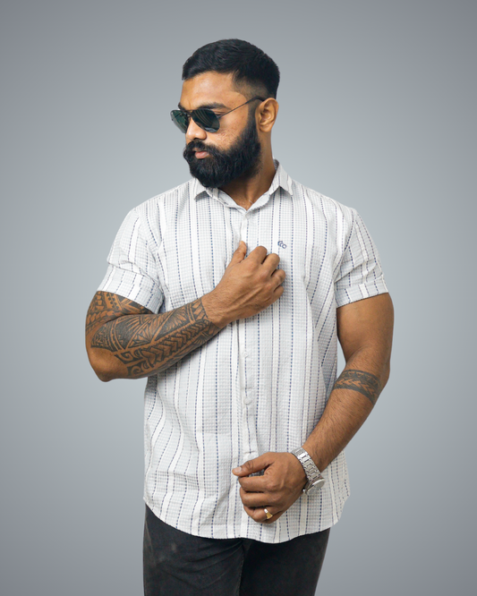 Blue Line Pattern Regular Fit Shirt