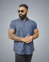 Blue Leaf Print Regular Fit Shirt