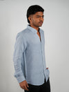 Sky Blue Lenin Regular Fit Shirt