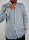 Sky Blue Lenin Regular Fit Shirt