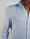 Sky Blue Lenin Regular Fit Shirt