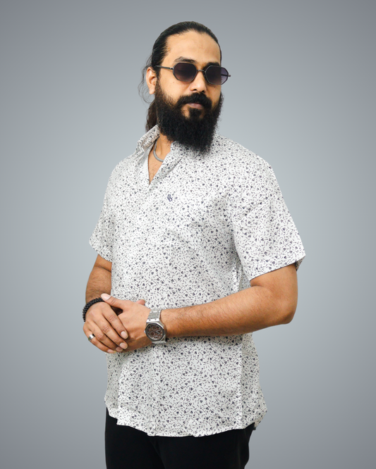 White Classic Dot Regular Fit Shirt