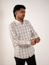 Coffee White Checks Regular Fit Shirt