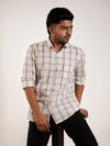 Coffee White Checks Regular Fit Shirt