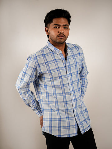 Evergreen Blue Checks Regular Fit Shirt