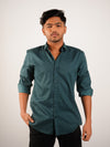 Greenish Blue Woven Regular Fit Shirt