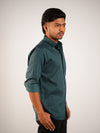 Greenish Blue Woven Regular Fit Shirt