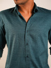 Greenish Blue Woven Regular Fit Shirt