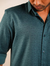 Greenish Blue Woven Regular Fit Shirt