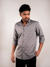 Grey Uneven Stripe Regular Fit Shirt