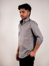 Grey Uneven Stripe Regular Fit Shirt