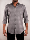 Grey Uneven Stripe Regular Fit Shirt