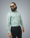 Mint Green Geometric Regular Fit Shirt