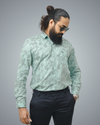 Mint Green Geometric Regular Fit Shirt