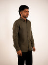 Olive Green Lenin Regular Fit Shirt