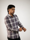 Jet Purple Brushed Checks Regular Fit Shirt