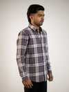 Jet Purple Brushed Checks Regular Fit Shirt