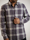 Jet Purple Brushed Checks Regular Fit Shirt