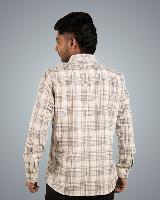 White Dotted Checks Regular Fit Shirt