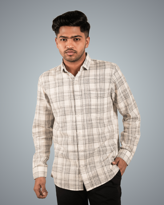 White Dotted Checks Regular Fit Shirt